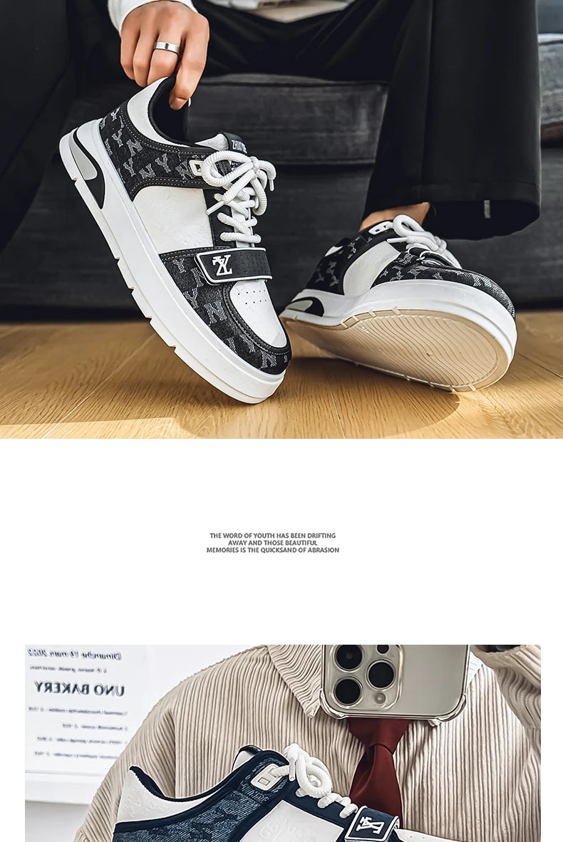 Fashion Blue Men's Sneakers 2025 Streetwear Hip Hop Shoes Spring Casual Skateboard Shoes Man Designer Luxury Sneakers