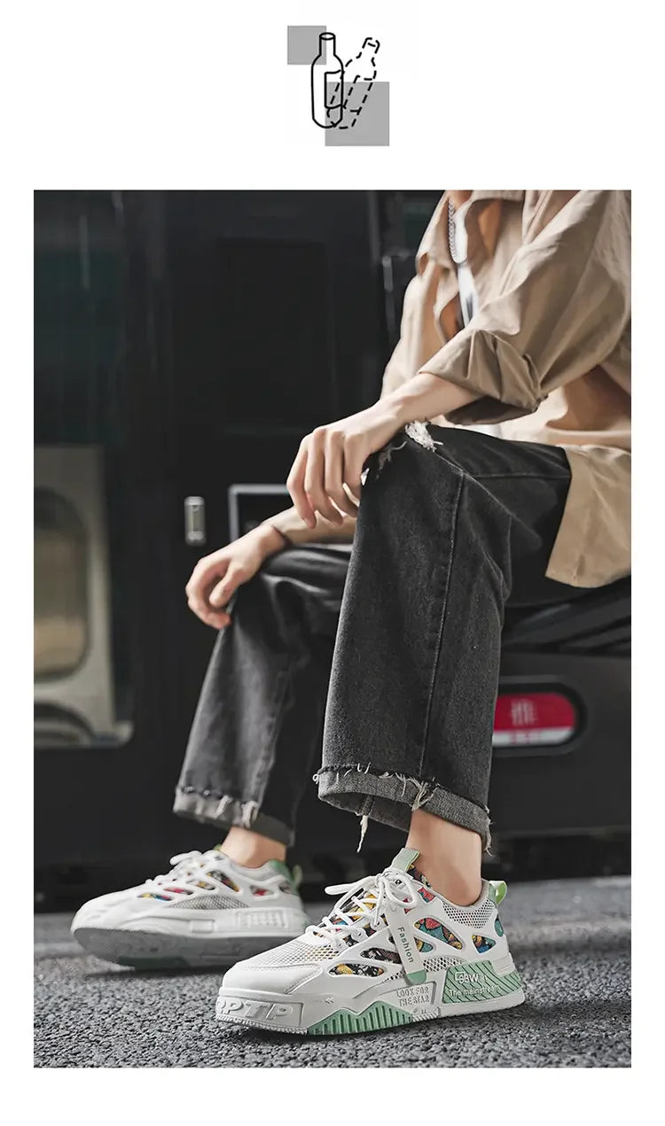 Men's Luxury Running Shoes Breathable Skateboard Shoes Chunky Comfortable Casual Sneakers Summer Tennis Shoes Men's Shoes