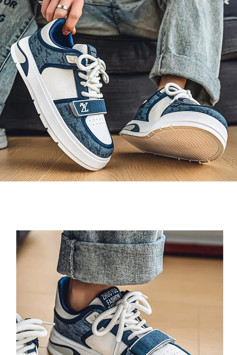 Fashion Blue Men's Sneakers 2025 Streetwear Hip Hop Shoes Spring Casual Skateboard Shoes Man Designer Luxury Sneakers