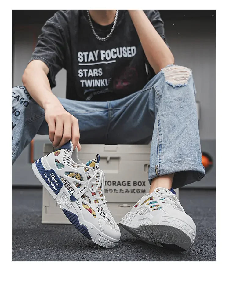 Men's Luxury Running Shoes Breathable Skateboard Shoes Chunky Comfortable Casual Sneakers Summer Tennis Shoes Men's Shoes