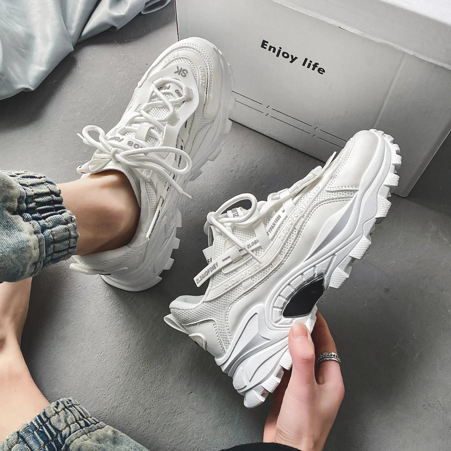 Men Shoes Sneakers Male Mens Walking Shoes Men's Chunky Sneakers Leather Men Casual Trainers Fashion Platform Shoes Footwear
