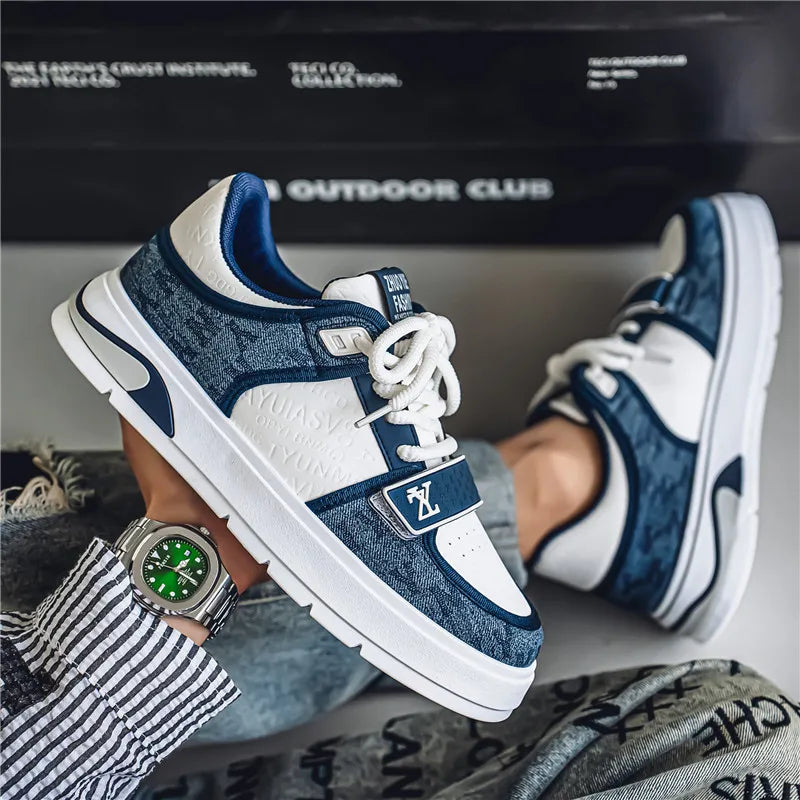 Fashion Blue Men's Sneakers 2025 Streetwear Hip Hop Shoes Spring Casual Skateboard Shoes Man Designer Luxury Sneakers