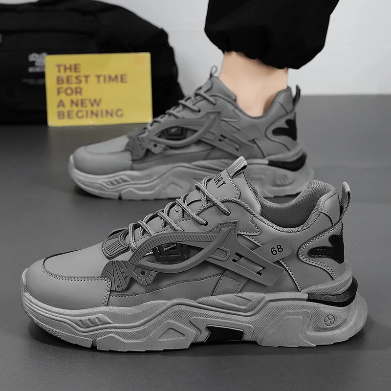 Student height increasing shoes four season thick soled men's casual sports shoes soft soled comfortable outdoor running shoes