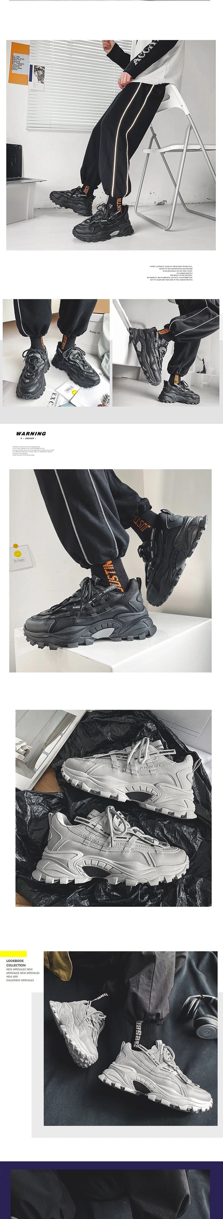 Men Shoes Sneakers Male Mens Walking Shoes Men's Chunky Sneakers Leather Men Casual Trainers Fashion Platform Shoes Footwear