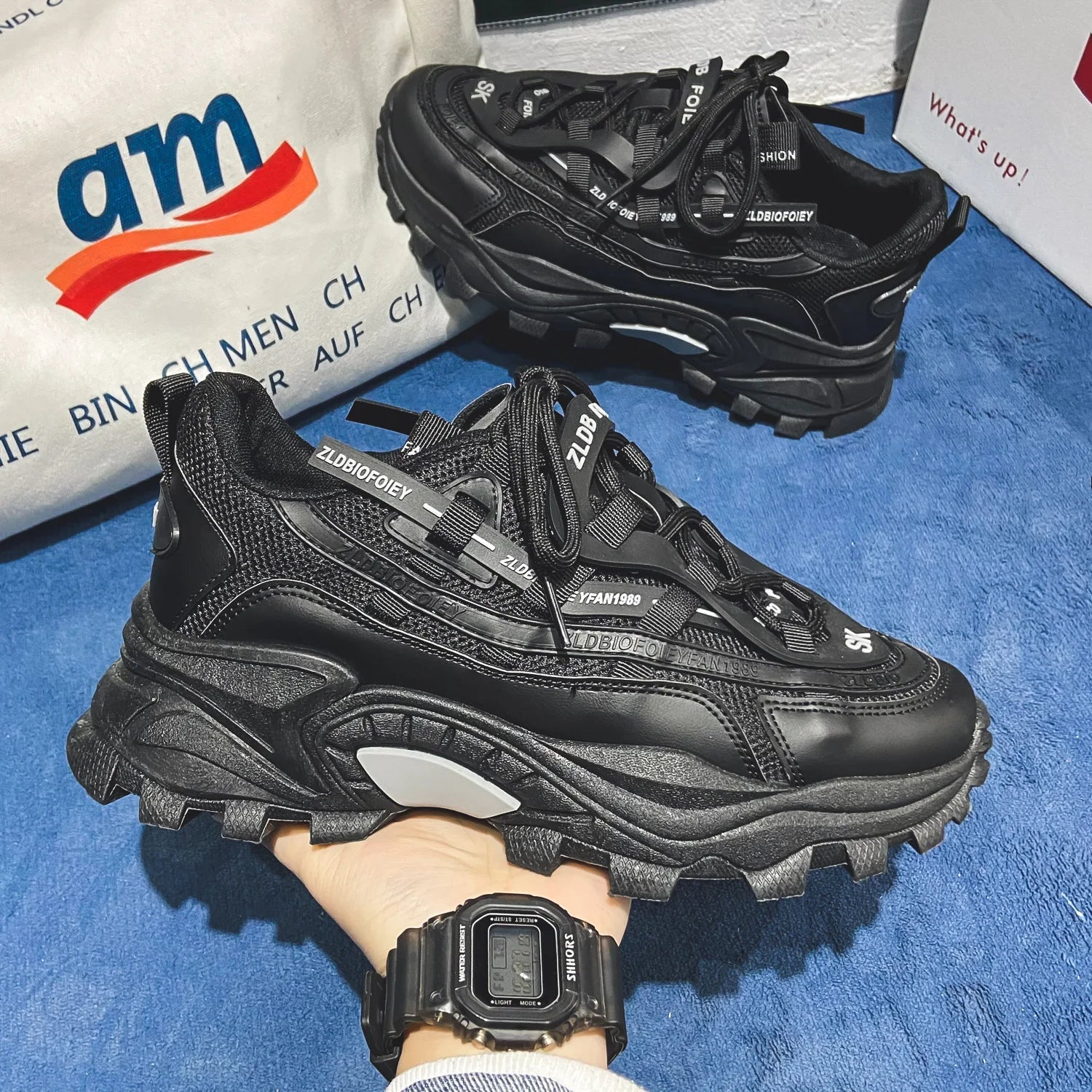 Men Shoes Sneakers Male Mens Walking Shoes Men's Chunky Sneakers Leather Men Casual Trainers Fashion Platform Shoes Footwear