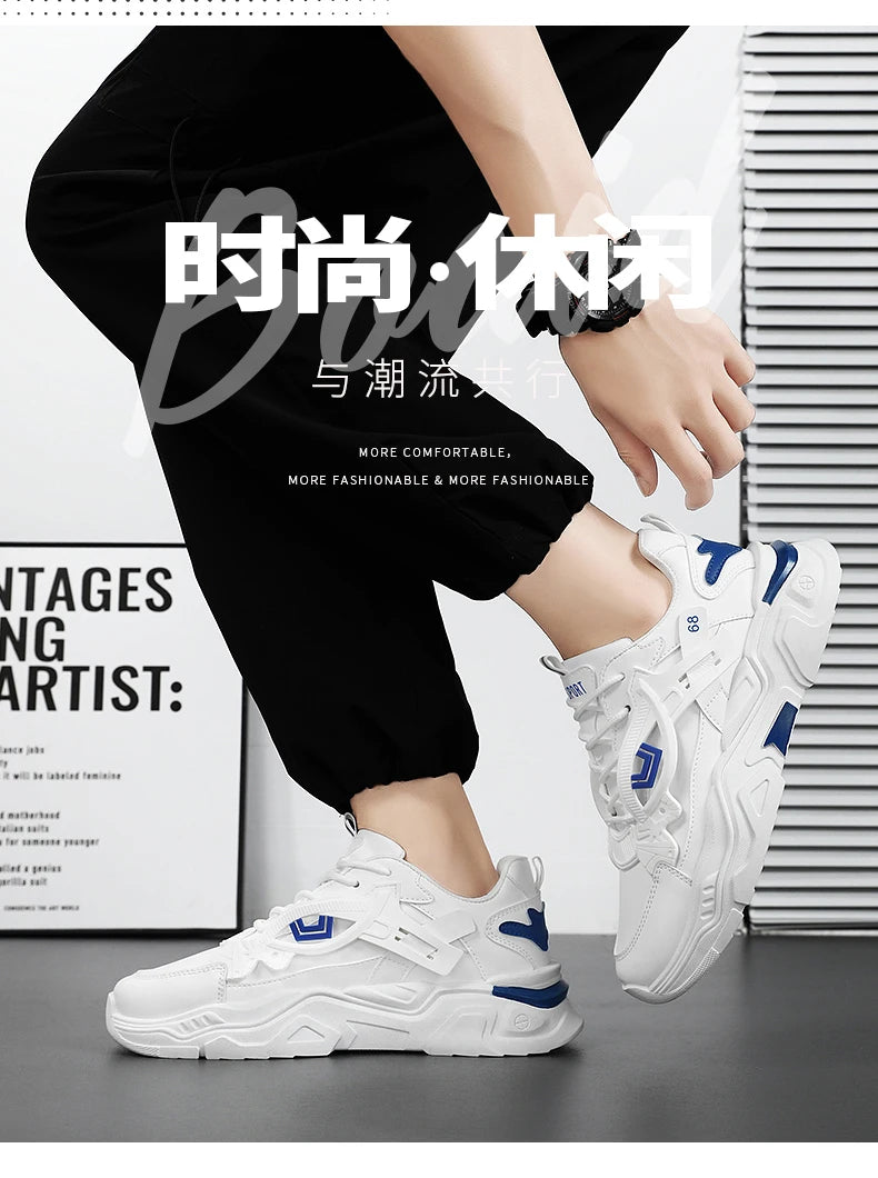 Student height increasing shoes four season thick soled men's casual sports shoes soft soled comfortable outdoor running shoes