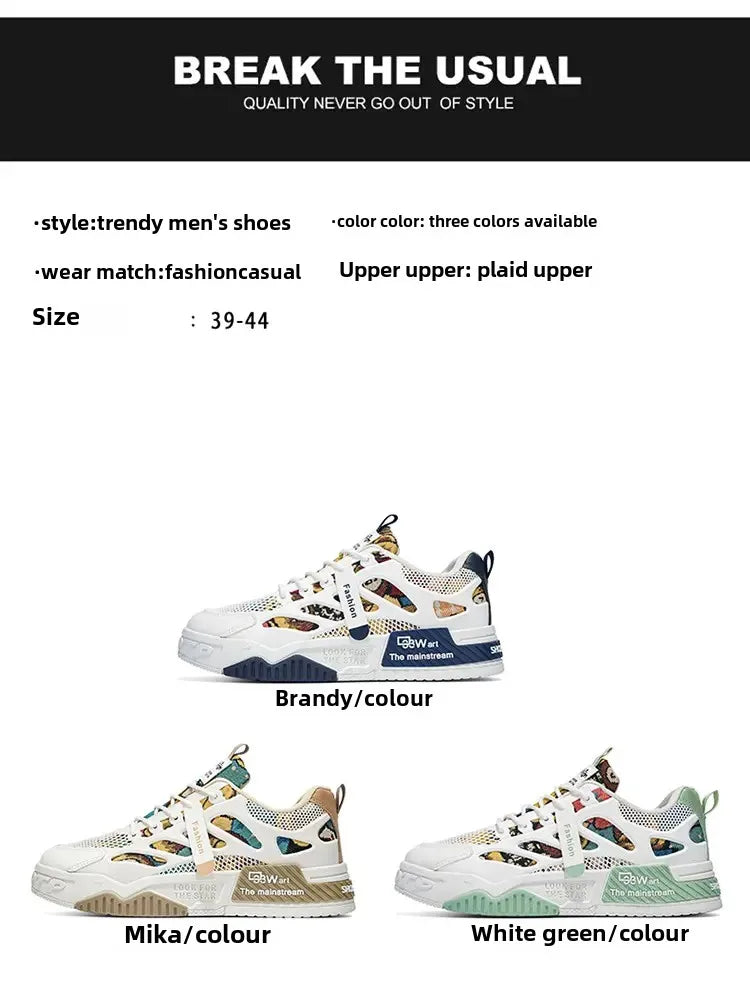 Men's Luxury Running Shoes Breathable Skateboard Shoes Chunky Comfortable Casual Sneakers Summer Tennis Shoes Men's Shoes