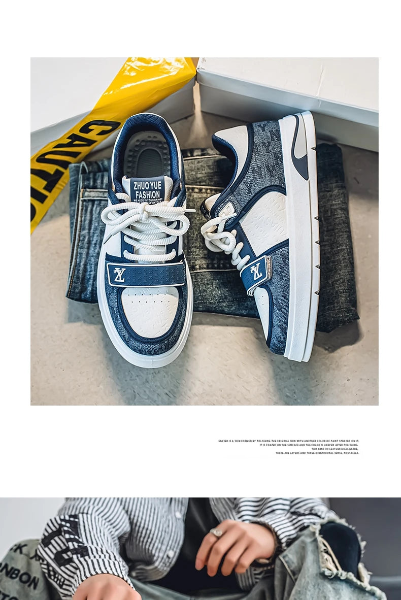 Fashion Blue Men's Sneakers 2025 Streetwear Hip Hop Shoes Spring Casual Skateboard Shoes Man Designer Luxury Sneakers