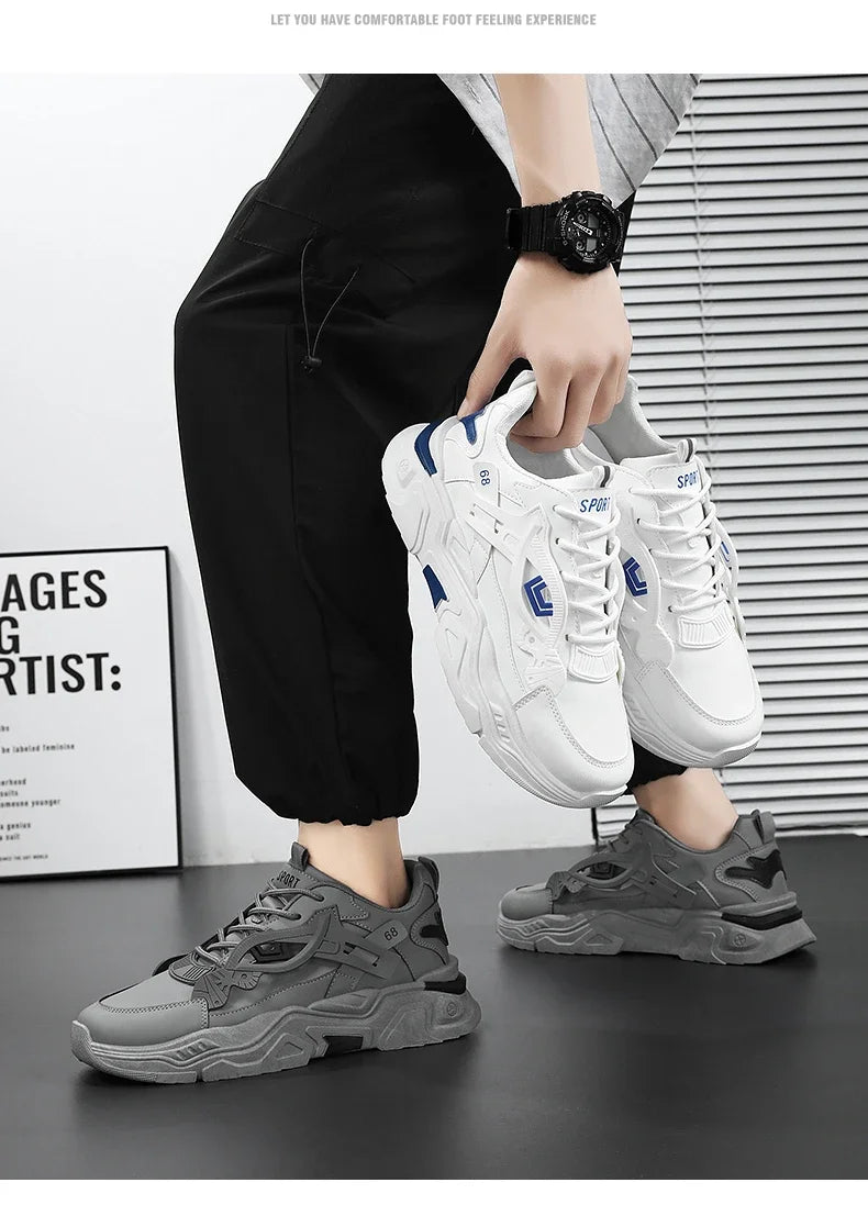 Student height increasing shoes four season new thick sole men's casual sports shoes soft sole comfortable outdoor running shoes