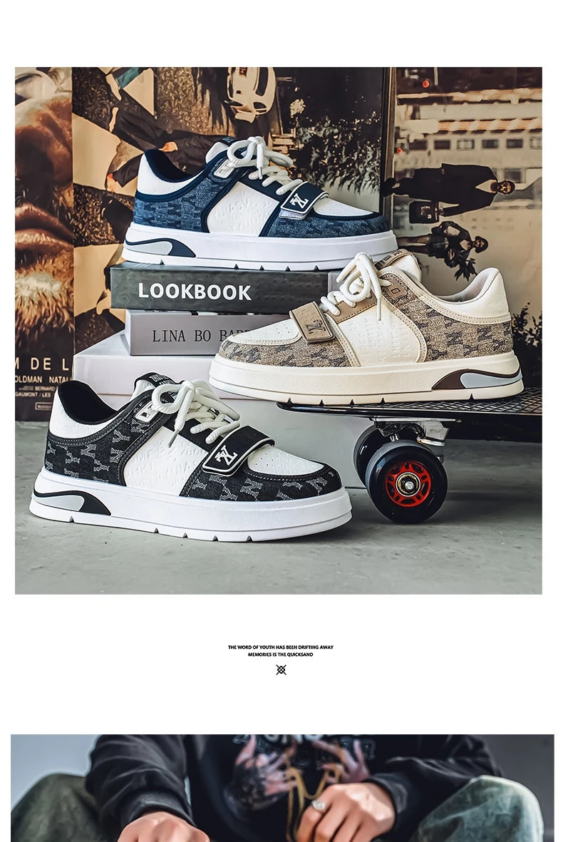 Fashion Blue Men's Sneakers 2025 Streetwear Hip Hop Shoes Spring Casual Skateboard Shoes Man Designer Luxury Sneakers