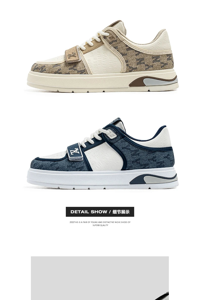 Fashion Blue Men's Sneakers 2025 Streetwear Hip Hop Shoes Spring Casual Skateboard Shoes Man Designer Luxury Sneakers
