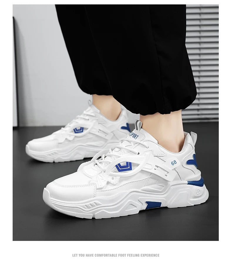 Student height increasing shoes four season thick soled men's casual sports shoes soft soled comfortable outdoor running shoes