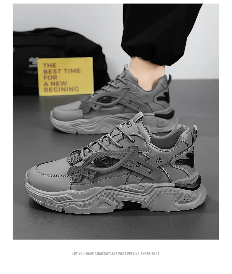 Student height increasing shoes four season thick soled men's casual sports shoes soft soled comfortable outdoor running shoes