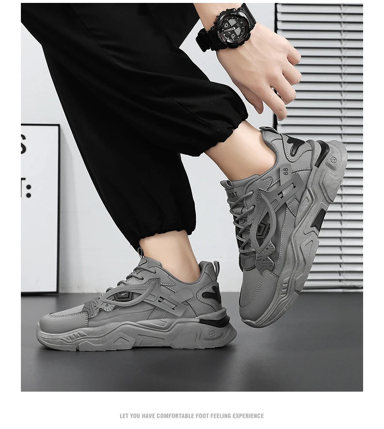 Student height increasing shoes four season thick soled men's casual sports shoes soft soled comfortable outdoor running shoes