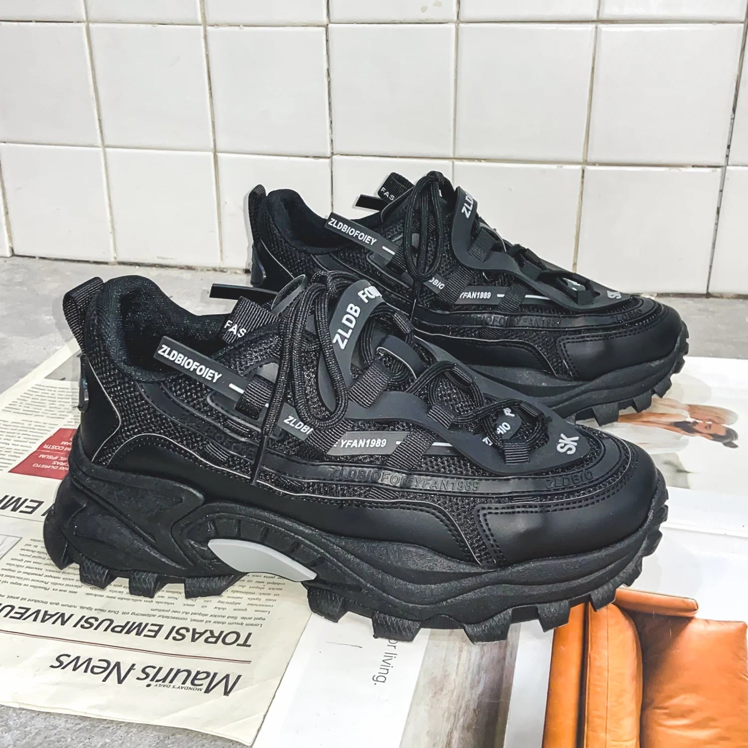 Men Shoes Sneakers Male Mens Walking Shoes Men's Chunky Sneakers Leather Men Casual Trainers Fashion Platform Shoes Footwear