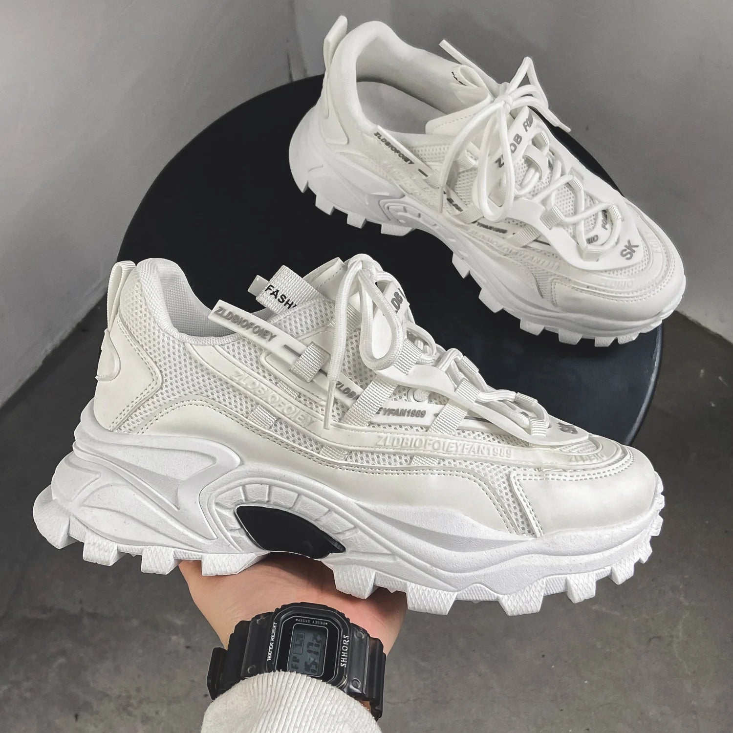 Men Shoes Sneakers Male Mens Walking Shoes Men's Chunky Sneakers Leather Men Casual Trainers Fashion Platform Shoes Footwear