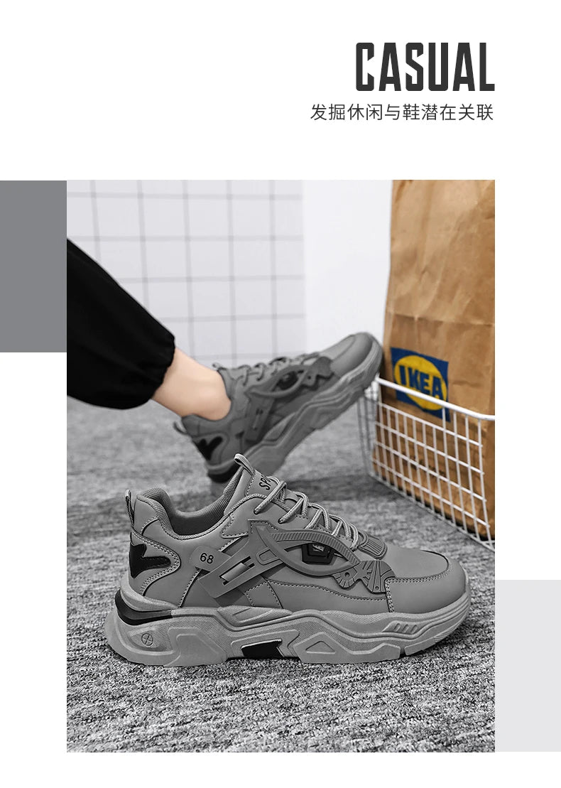 Student height increasing shoes four season thick soled men's casual sports shoes soft soled comfortable outdoor running shoes