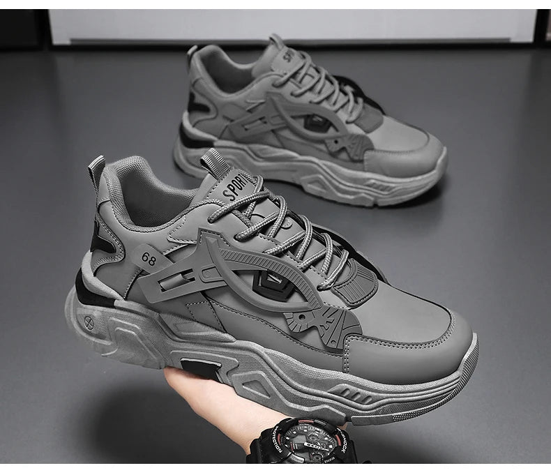 Student height increasing shoes four season thick soled men's casual sports shoes soft soled comfortable outdoor running shoes