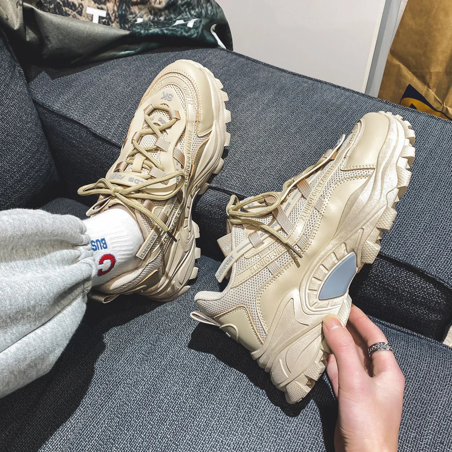 Men Shoes Sneakers Male Mens Walking Shoes Men's Chunky Sneakers Leather Men Casual Trainers Fashion Platform Shoes Footwear