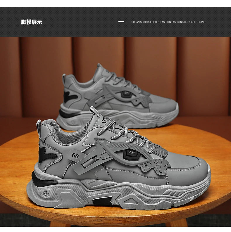 Student height increasing shoes four season thick soled men's casual sports shoes soft soled comfortable outdoor running shoes