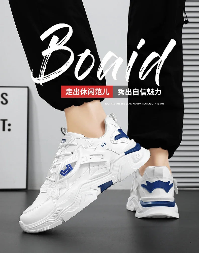Student height increasing shoes four season new thick sole men's casual sports shoes soft sole comfortable outdoor running shoes