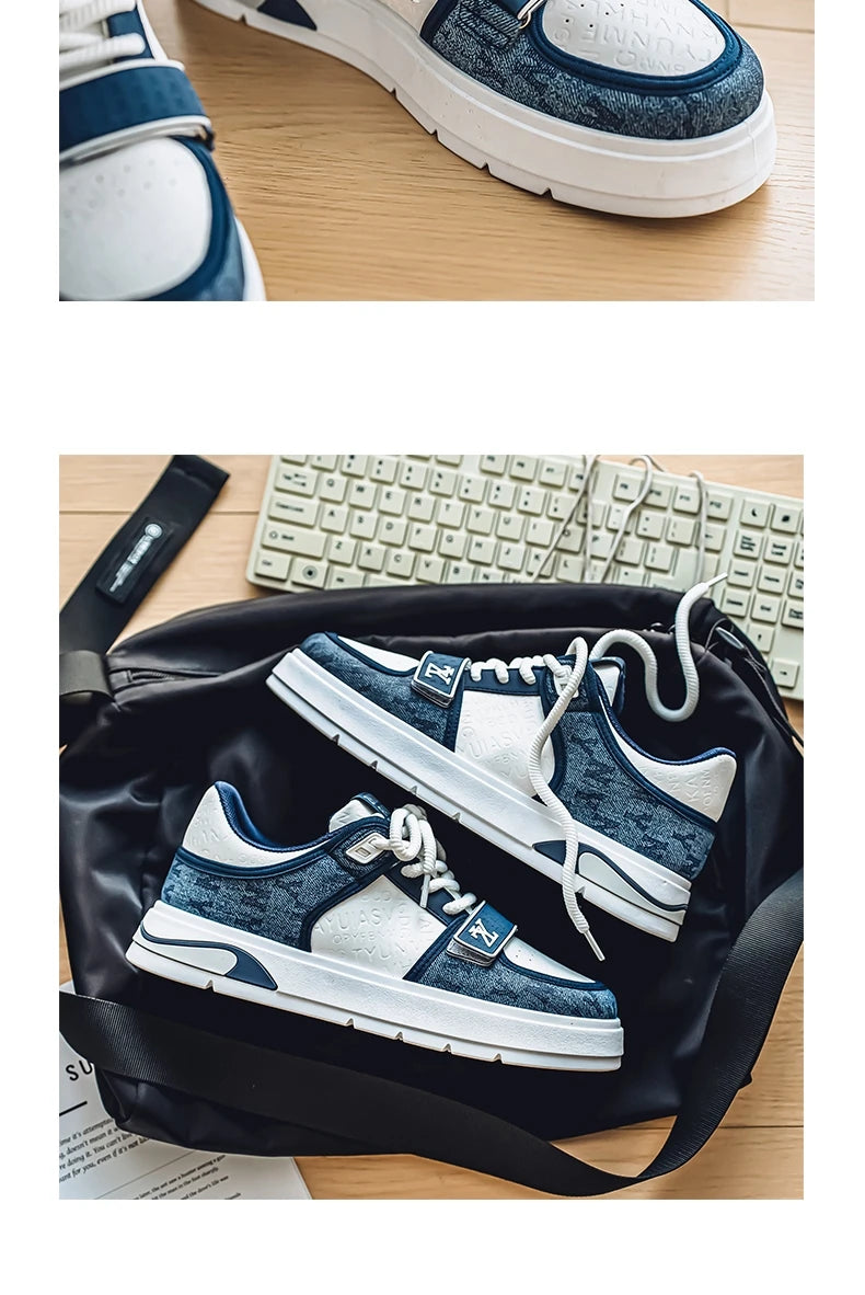 Fashion Blue Men's Sneakers 2025 Streetwear Hip Hop Shoes Spring Casual Skateboard Shoes Man Designer Luxury Sneakers