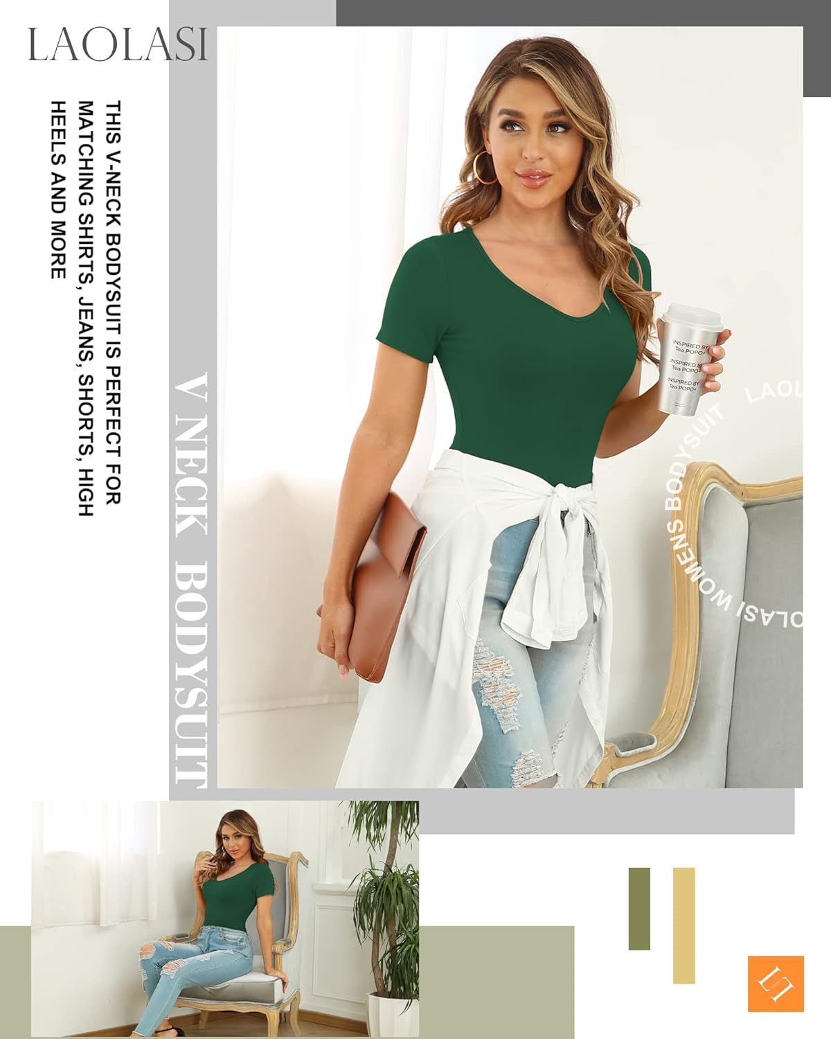 Women'S V Neck Bodysuits 2024 Slim Fit Casual Extender Bodysuit Daily Tshirts