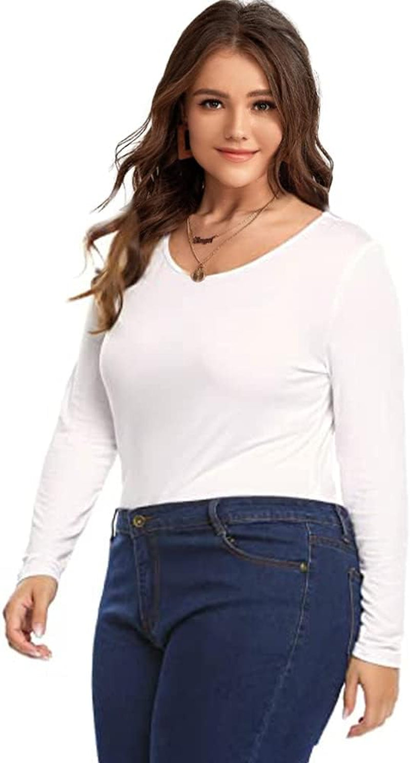 Women'S Bodysuit plus Size Long Sleeve Scoop Neck Bodysuit Basic Top T Shirt Leotards Jumpsuits （5Xl）Nude