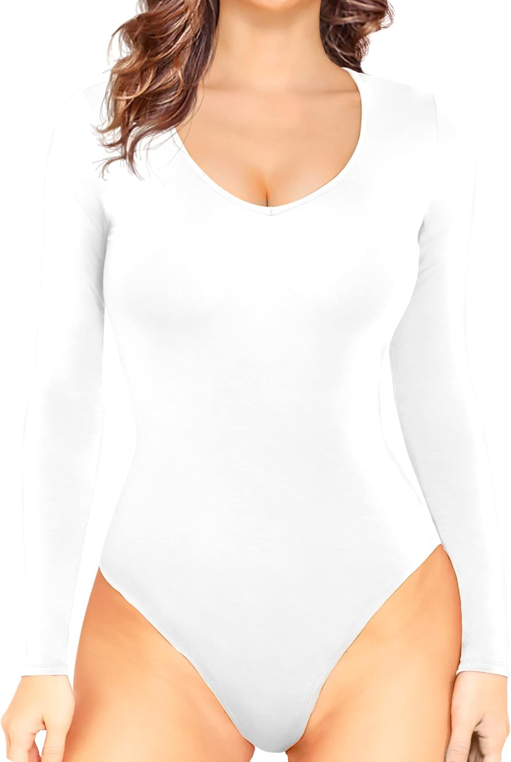 Women'S V Neck Bodysuits 2024 Slim Fit Casual Extender Bodysuit Daily Tshirts