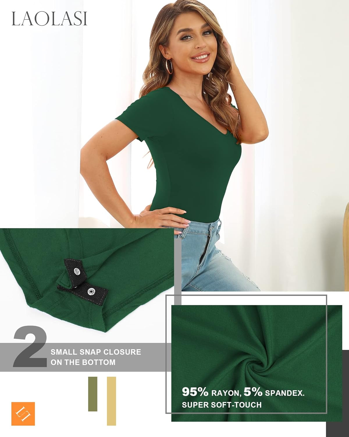 Women'S V Neck Bodysuits 2024 Slim Fit Casual Extender Bodysuit Daily Tshirts