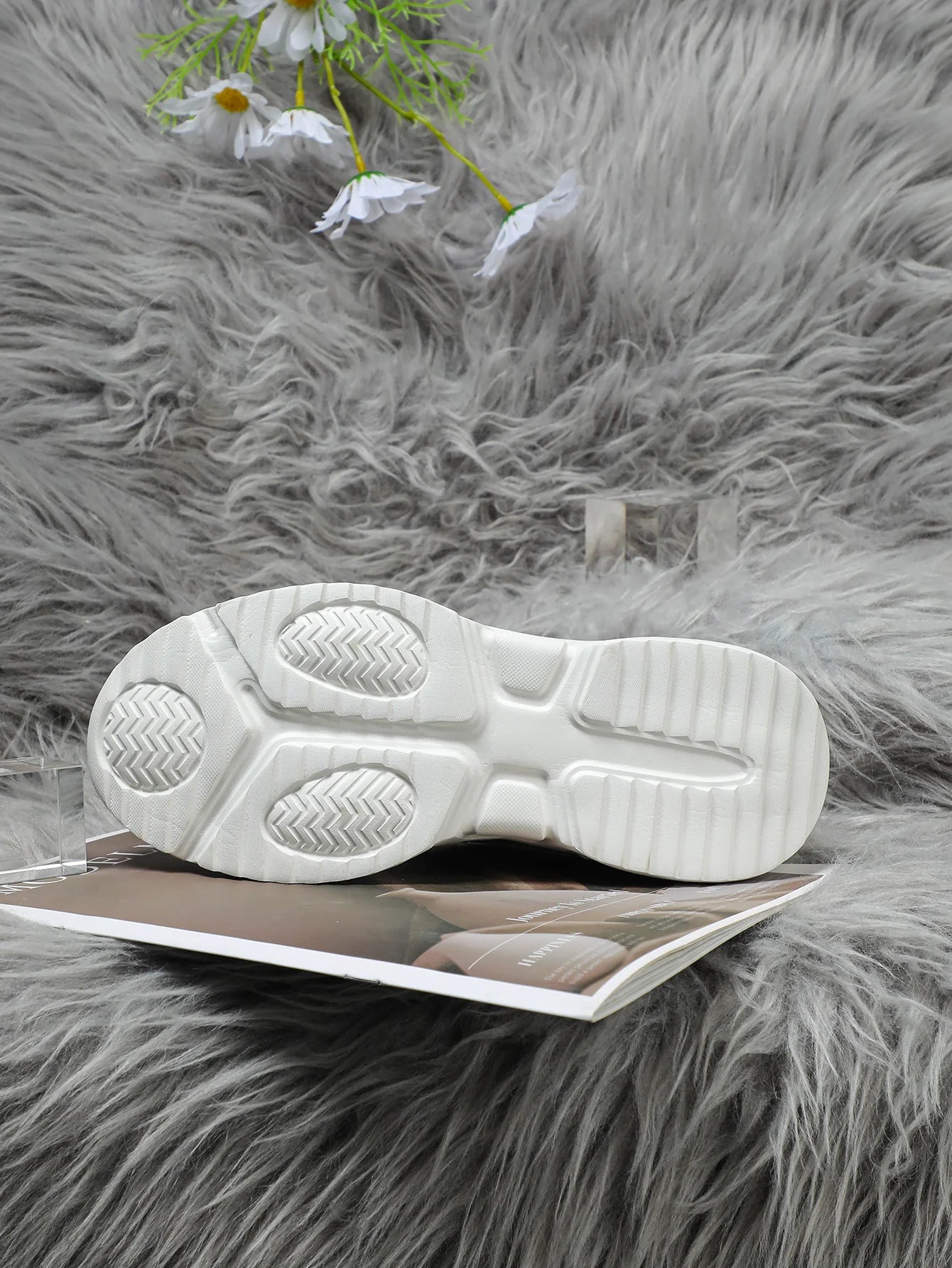 Chunky Sneakers Men Mesh Leather Platform Shoes Mixed Colors Lace-Up Lady Trendy Trainers Thick Sole