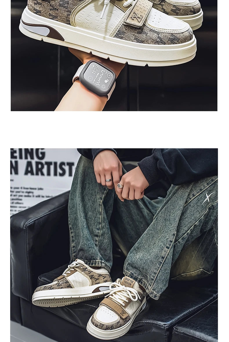 Fashion Blue Men's Sneakers 2025 Streetwear Hip Hop Shoes Spring Casual Skateboard Shoes Man Designer Luxury Sneakers