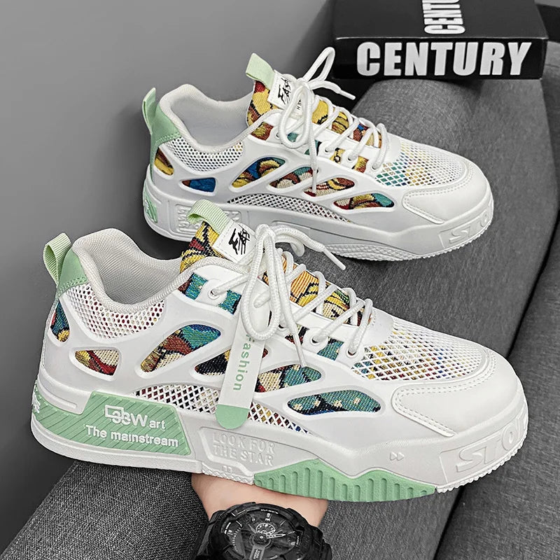 Men's Luxury Running Shoes Breathable Skateboard Shoes Chunky Comfortable Casual Sneakers Summer Tennis Shoes Men's Shoes