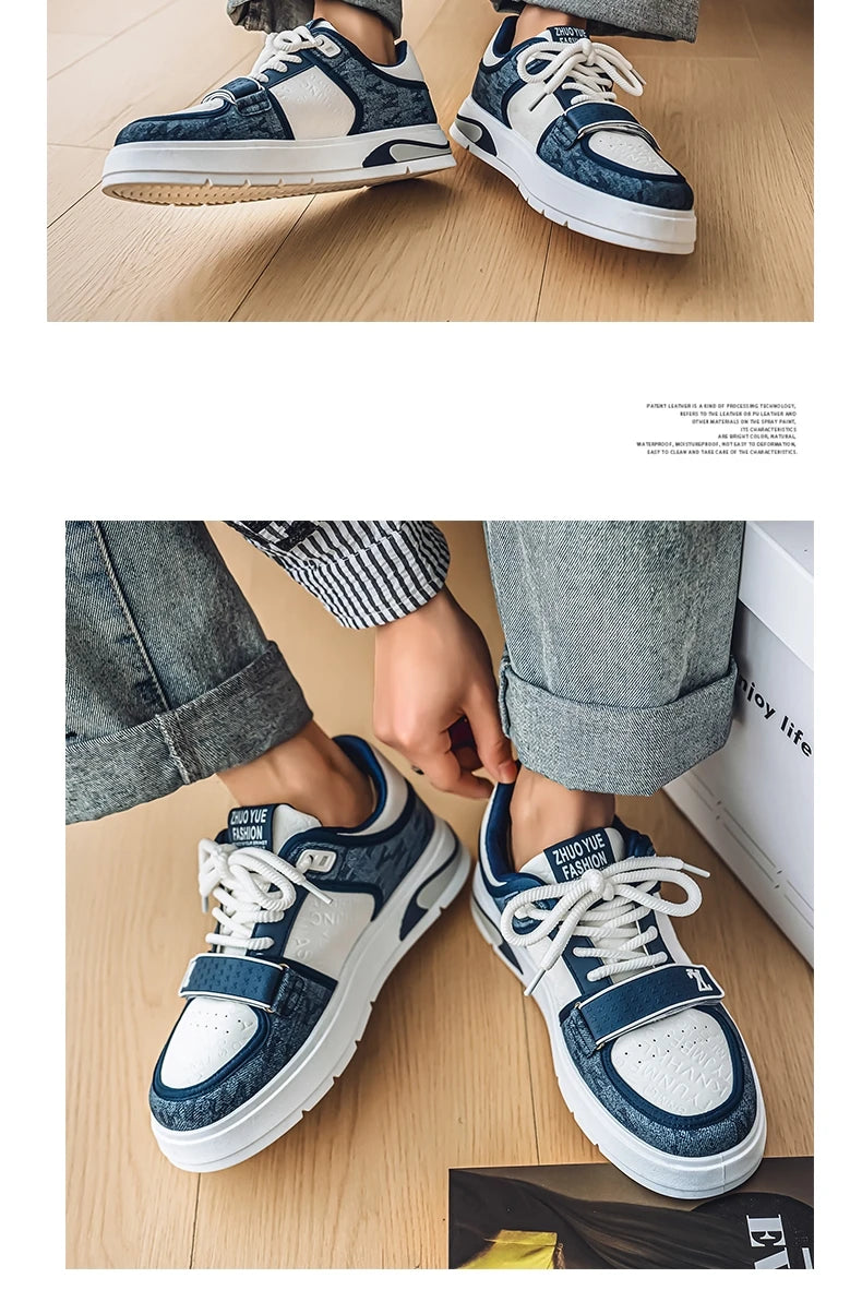 Fashion Blue Men's Sneakers 2025 Streetwear Hip Hop Shoes Spring Casual Skateboard Shoes Man Designer Luxury Sneakers