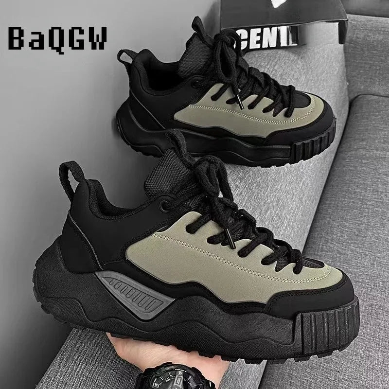 2025Designer Color Block Luxury Chunky Sneakers for Men Casual Thick Platform Fashion Casual Shoes Sports Running Trainers Tenis