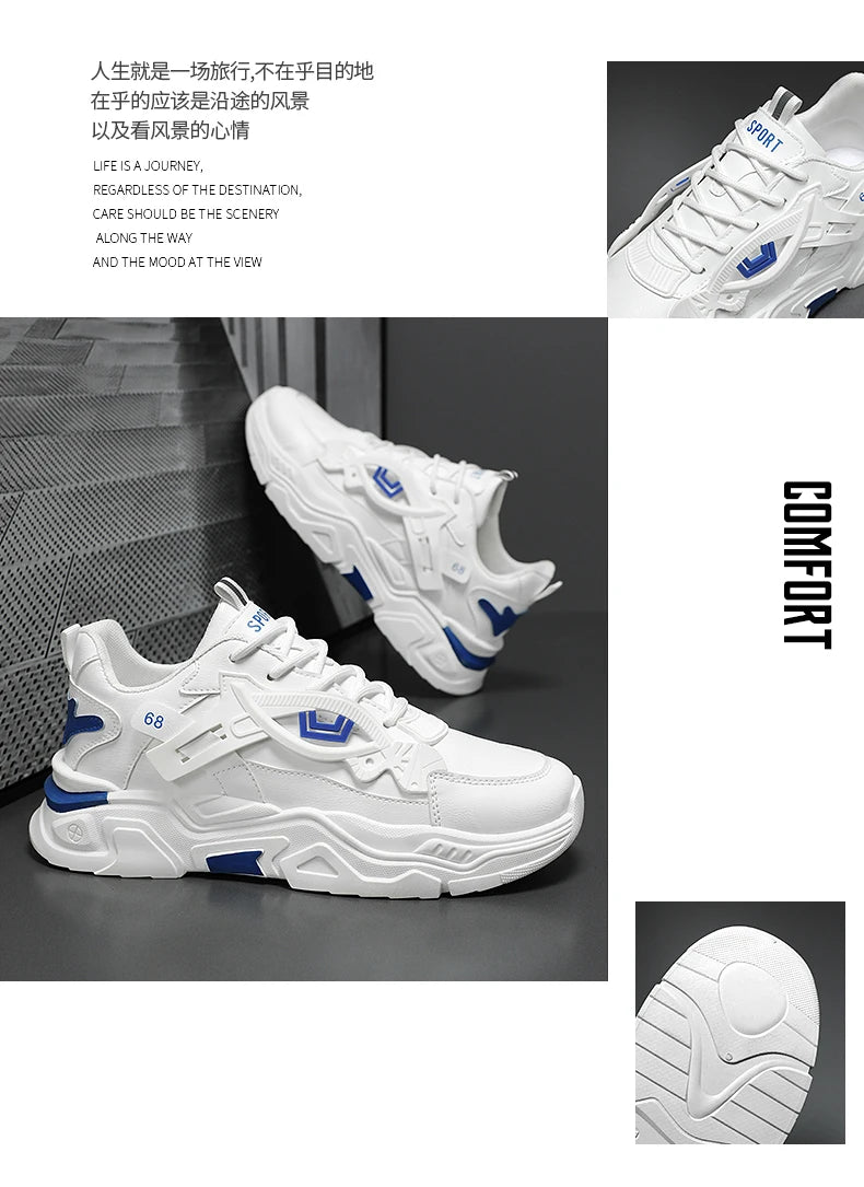 Student height increasing shoes four season thick soled men's casual sports shoes soft soled comfortable outdoor running shoes