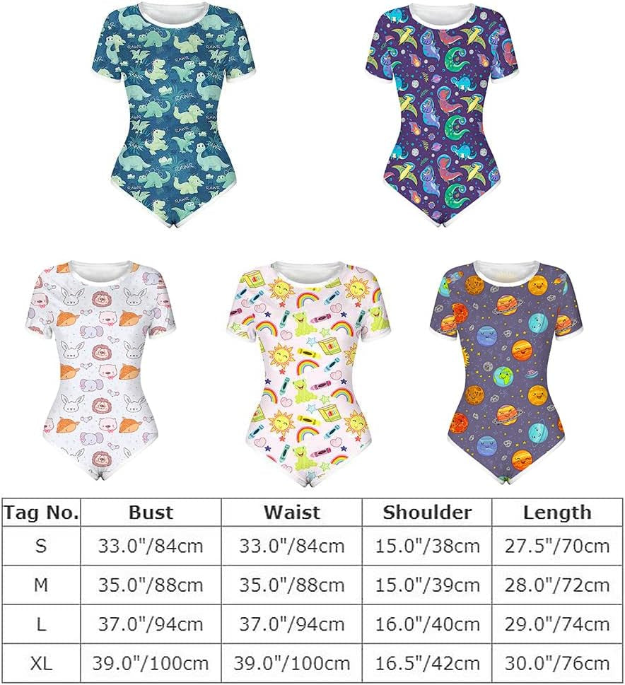 Women'S Short Sleeve Romper Pajamas Bodysuit Cute One Piece Sleepwear Bodycon Jumpsuit Nightwear